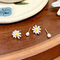 Sweet Daisy Flower Faux Pearl Stud Earrings, Fresh Forest Style Niche Design Jewelry view 4