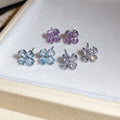 Korean Style Zircon Flower Stud Earrings Copper Silver Post Minimalist Elegant Women's Jewelry view 3