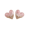 Sweet Copper Zircon Enamel Heart Star Moon Stud Earrings, Delicate Niche Design view 5