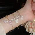Sparkling Zircon Butterfly Copper Beaded Bracelet, Korean Style Light Luxury Versatile Jewelry view 3