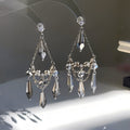 Gold Plated Alloy Crystal Teardrop Tassel Drop Earrings Bohemian Ethnic Geometric Style view 2