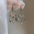Gold Plated Alloy Crystal Teardrop Tassel Drop Earrings Bohemian Ethnic Geometric Style view 4