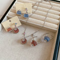 Sweet Cute Resin Pudding Zircon Necklace Stud Earrings Bracelet Jewelry Set view 2