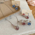 Sweet Cute Resin Pudding Zircon Necklace Stud Earrings Bracelet Jewelry Set view 4