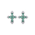 Copper Zircon Cross Jewelry Set With Necklace Stud Earrings Bracelet Vintage Luxe Style view 5