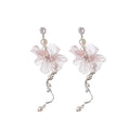 French Sweet Copper Crystal Beaded Flower Pearl Necklace Bracelet Stud Earrings Jewelry Set view 5