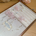 French Sweet Copper Crystal Beaded Flower Pearl Necklace Bracelet Stud Earrings Jewelry Set view 4