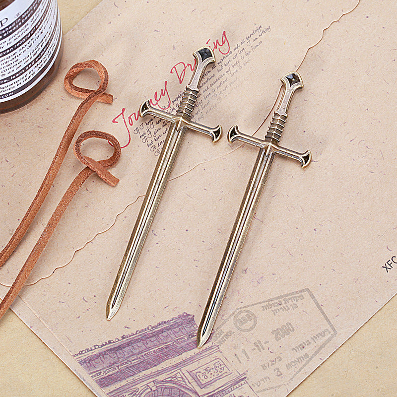 88x25mm Vintage Double-Sided Long Sword Alloy Charm Pendant