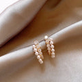 Sparkling Zircon Mabe Pearl Geometric Stud Earrings For Women Exotic Luxury Statement Jewelry view 2