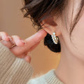 Sparkling Zircon Mabe Pearl Geometric Stud Earrings For Women Exotic Luxury Statement Jewelry view 3