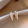 Sparkling Zircon Mabe Pearl Geometric Stud Earrings For Women Exotic Luxury Statement Jewelry view 4