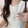 Cream Sweet Style Alloy Hollow Flower Heart Geometric Long Sweater Necklace For Women view 1