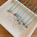 Cream Sweet Style Alloy Hollow Flower Heart Geometric Long Sweater Necklace For Women view 4
