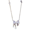 Sparkling Zircon Bow Pendant Copper Necklace, Light Luxury Geometric Clavicle Chain For Women view 5