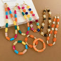 Bohemian Vacation Style Acrylic Oval Bracelet And Necklace Jewelry Set view 3