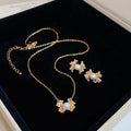 Light Luxury French Vintage Zircon Lace Faux Pearl Necklace And Earrings Jewelry Set view 4
