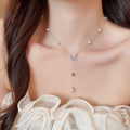 Light Luxury Zircon Bow Faux Pearl Necklace And Bracelet Jewelry Set view 4