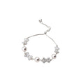 Light Luxury Zircon Bow Faux Pearl Necklace And Bracelet Jewelry Set view 5