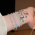 Light Luxury Copper Colorful Zircon Flower Pendant Earrings Bracelet Jewelry Set view 1