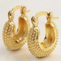 Trendy Textured Hoop Earrings With Raised Dot Embossing, Stylish Daily Vacation Jewelry view 1