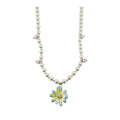 2026 Spring Summer Enamel Flower Faux Pearl Necklace For Women Pastoral Fresh Collarbone Chain view 5