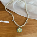 2026 Spring Summer Enamel Flower Faux Pearl Necklace For Women Pastoral Fresh Collarbone Chain view 2