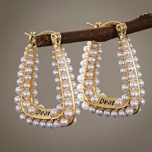 French Vintage Faux Pearl Earrings, Minimalist Korean Japanese Geometric U Shape Ear Cuffs