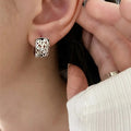 Women's Vintage Geometric Round Hoop Earrings With Distressed Pattern Daily Classic Jewelry view 3