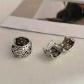 Women's Vintage Geometric Round Hoop Earrings With Distressed Pattern Daily Classic Jewelry view 2