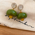 New Chinese Vintage Irregular Round Resin Stud Earrings For Women, Geometric Chic Designer Style view 4