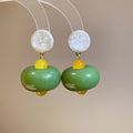 New Chinese Vintage Irregular Round Resin Stud Earrings For Women, Geometric Chic Designer Style view 2