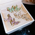 Sweet Style Alloy Painted Rhinestone Butterfly Pearl Stud Earrings For Women view 1