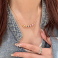 Light Luxury Copper Rhinestone Rainbow Geometric Collarbone Necklace For Women view 2