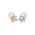 Korean Style Enamel Daisy Flower Faux Pearl Stud Earrings Simple Light Luxury Fashion Jewelry view 5