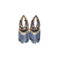 Bohemian Alloy Rhinestone Chain Tassel Drop Earrings With Silver Pins Ethnic Geometric Style view 5
