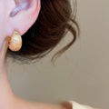 Sparkling Zircon Starburst Round Copper Earrings, French Vintage OL Geometric Ear Cuffs view 3