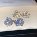 Light Luxury Copper Geometric Round Hollow Rhinestone Clip-on Earrings for Non-Pierced Ears view 2
