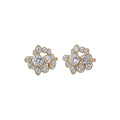 Light Luxury Copper Geometric Round Hollow Rhinestone Clip-on Earrings for Non-Pierced Ears view 5