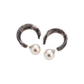 Silver Needle Faux Pearl C Shape Round Geometric Stud Earrings For Women Minimalist European Style view 5