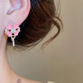 Sweet Floral Resin Stud Earrings With Silver Posts And Rhinestone Inlay, Light Luxury Elegant Ear Jewelry view 3