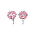 Sweet Floral Resin Stud Earrings With Silver Posts And Rhinestone Inlay, Light Luxury Elegant Ear Jewelry view 5