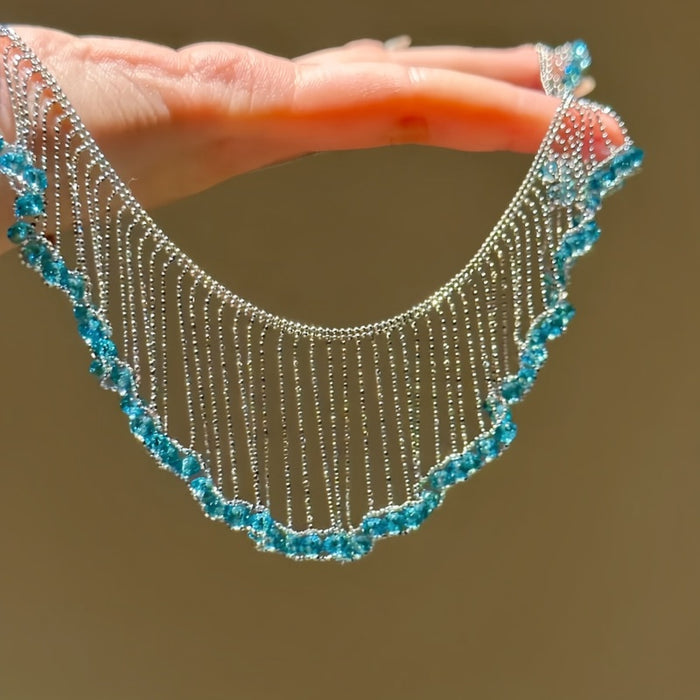 Minimalist Geometric Faux Crystal Beaded Lace Choker Necklace For Women