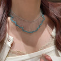 Minimalist Geometric Faux Crystal Beaded Lace Choker Necklace For Women view 2
