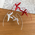 Metal Painted Flower Hook Earrings Artistic Niche Floral Design Elegant Earrings for Women view 4
