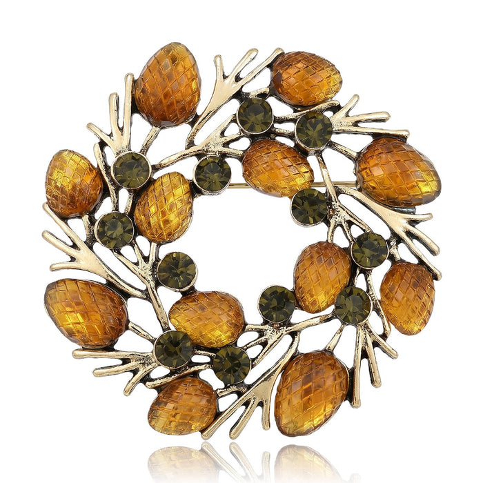 Fashion Alloy Pine Cone Wreath Brooch For Suits And Coats