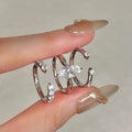 Light Luxury Copper 3 In 1 Stackable Ring With Sparkling Marquise Zircon Open Design For Women view 2
