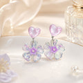 Elegant Pink Purple Heart Stud Acrylic Iridescent Flower Tassel Vacation Style Earrings view 4