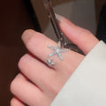 Korean Style Copper Zircon Starfish Open Bracelet And Ring Jewelry Set view 4