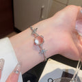 Korean Style Copper Zircon Starfish Open Bracelet And Ring Jewelry Set view 3
