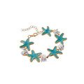 Ocean Style Enamel Starfish Pearl Beaded Bangle For Women Beach Vacation Jewelry view 5